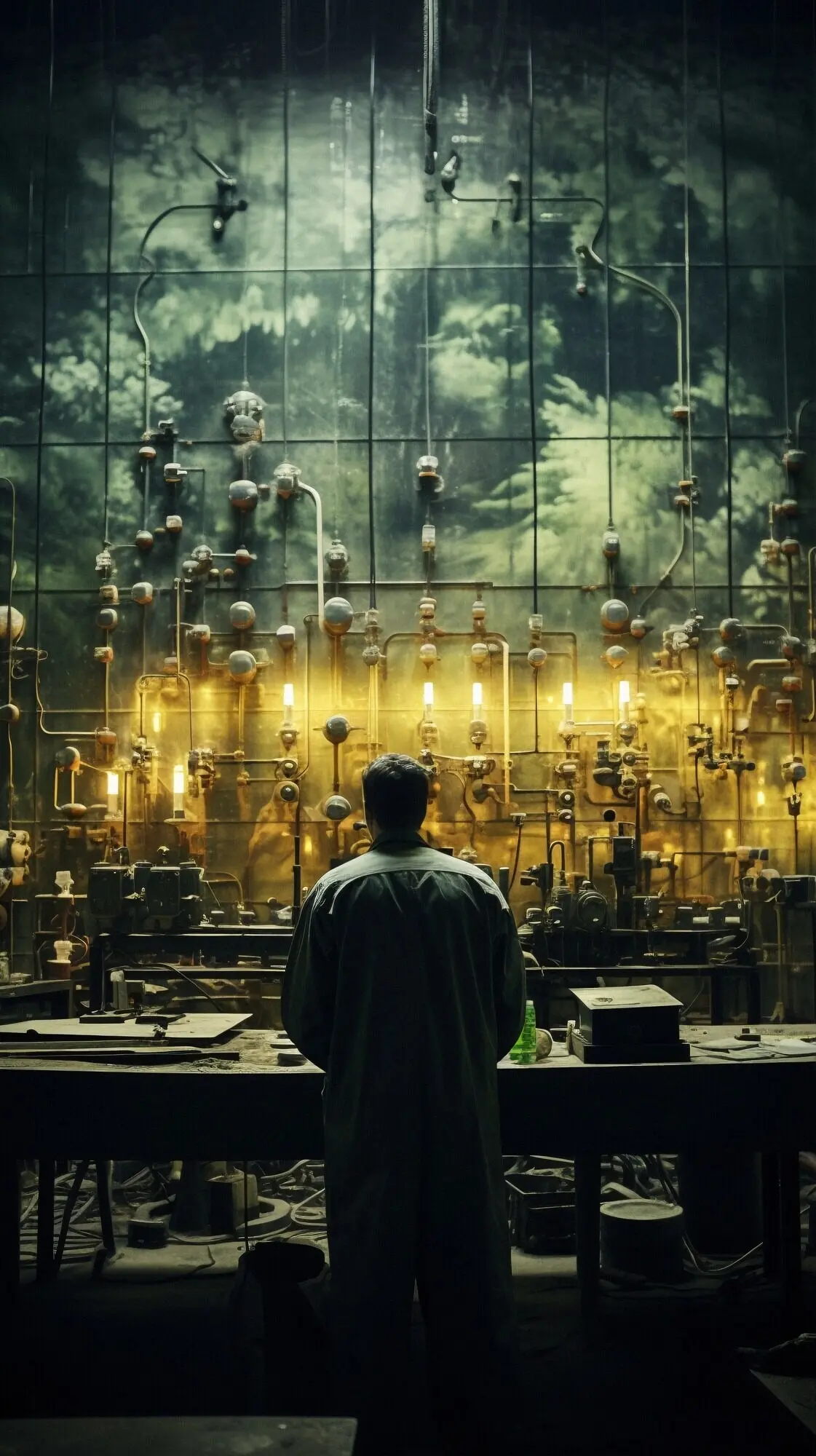 Person, die in einem Labor für Nuklearforschung arbeitet.